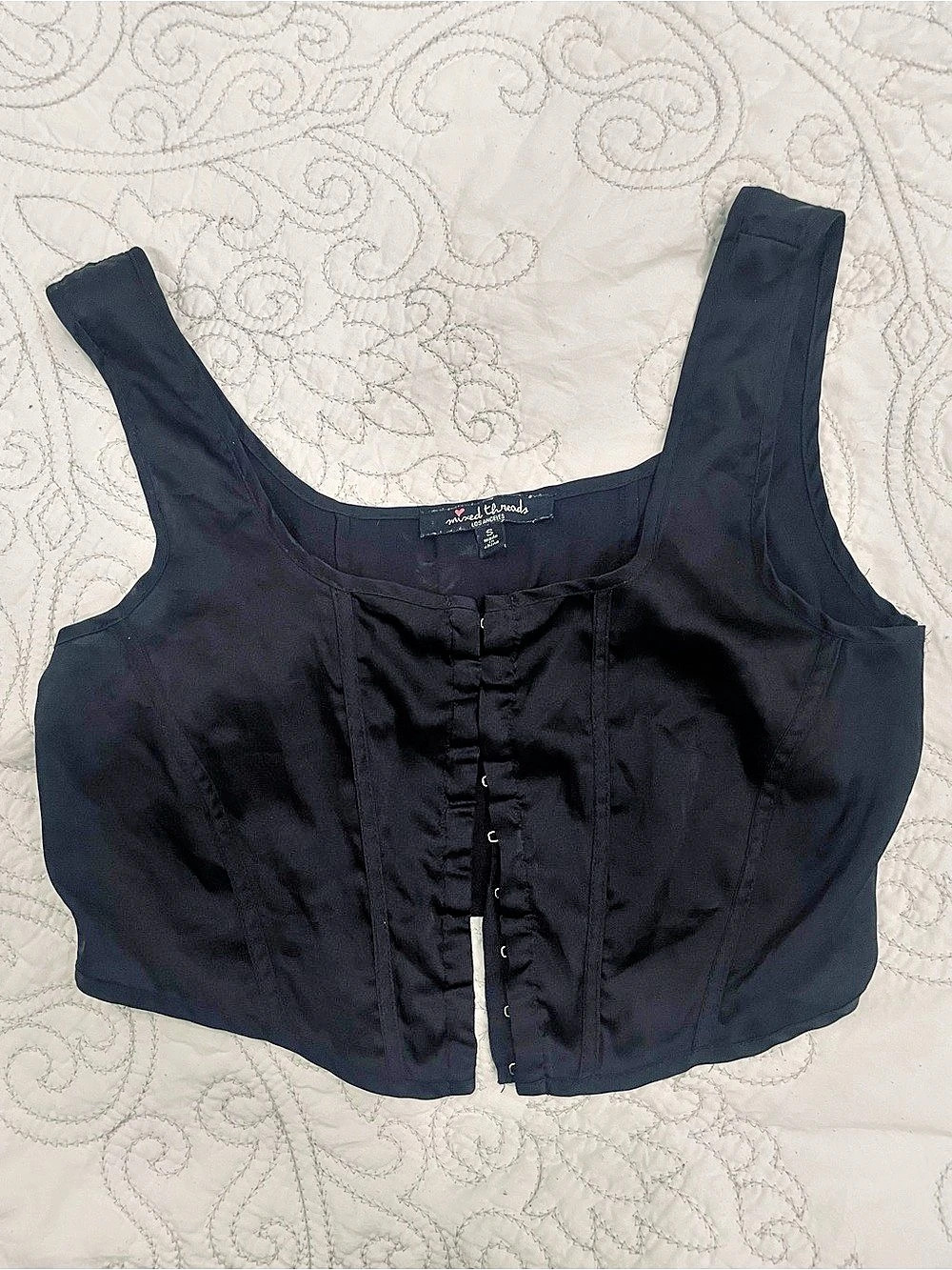 Mixed Threads Black Cropped Corset Top Size Small